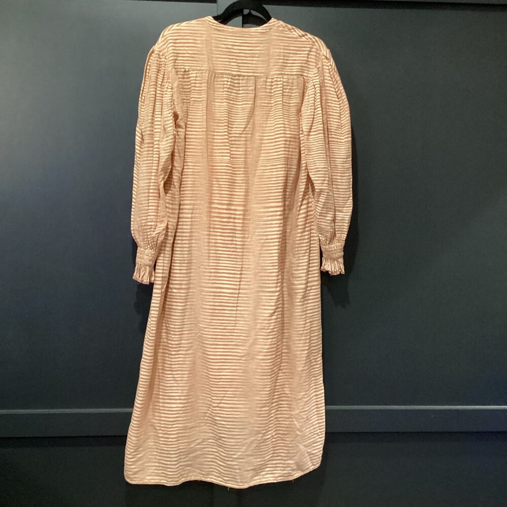 ULLA JOHNSON FIORA long sleeve tie STRIPED fawn tan shirt dress  Size 2 - Picture 7 of 11